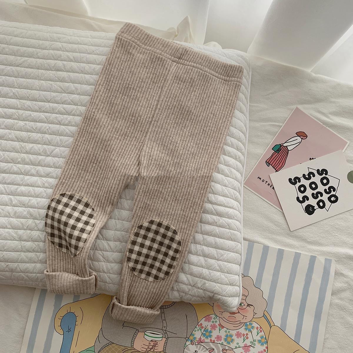 New Style Contrast Checked Leggings