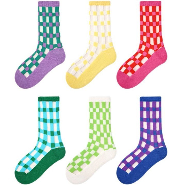 Children's Socks Summer Color Matching Plaid Korean Baby