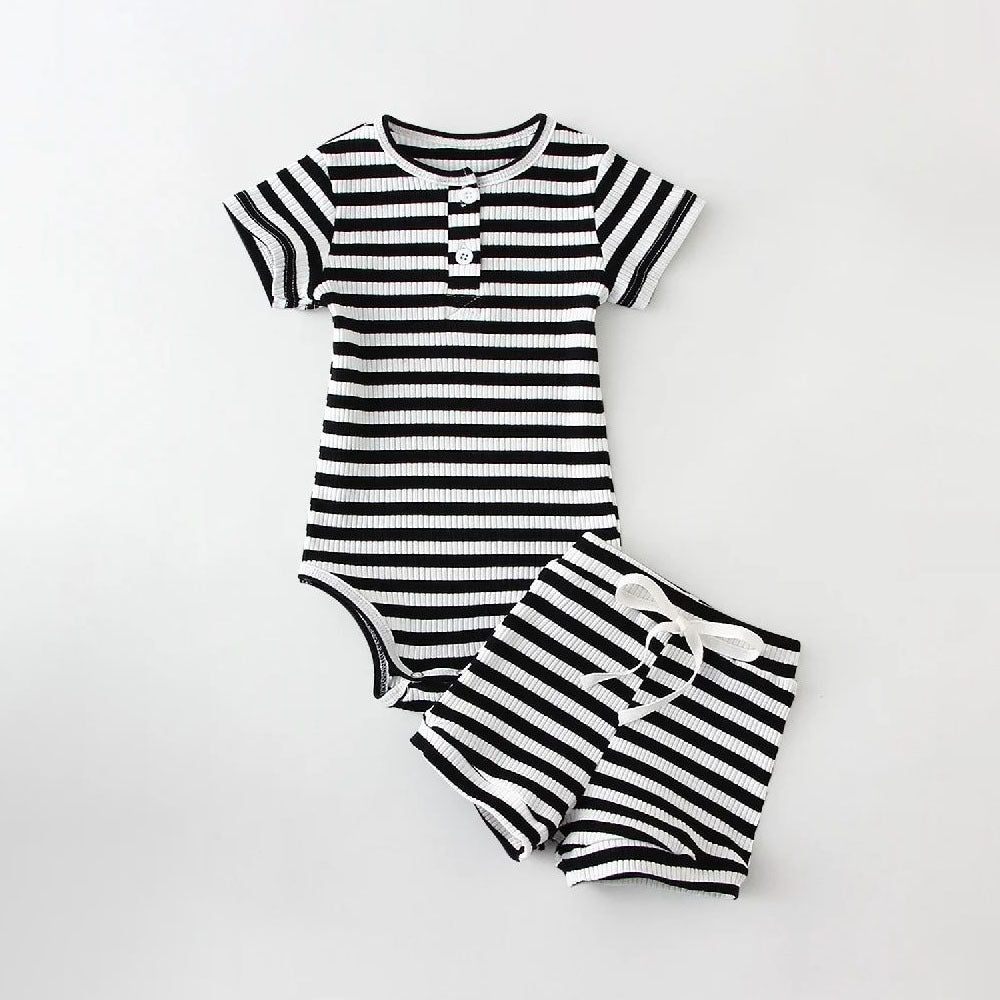 Two-piece Boys' Summer Round Neck Romper Suit
