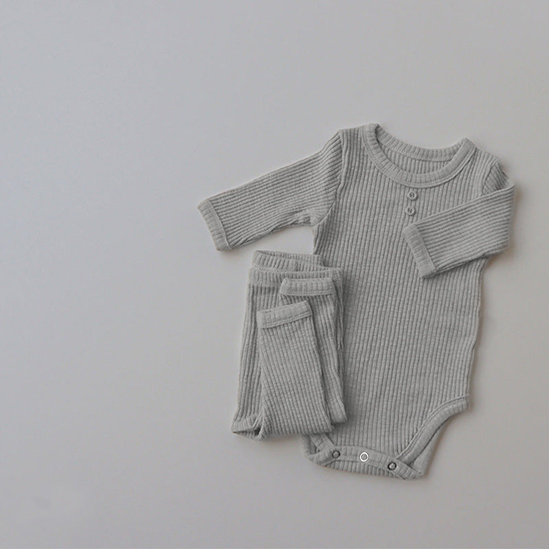 New Baby Long-sleeved Pit Strip Romper Pants Suit