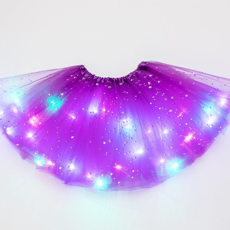 Magical & Luminous LED Princess Halloween Tutu Skirt Sequins Shiny Skirt