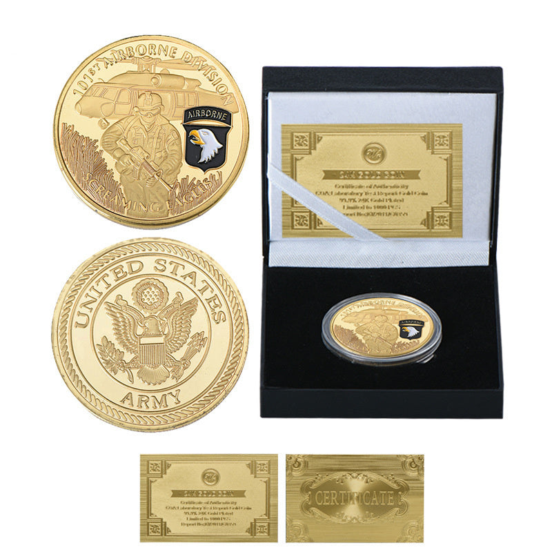 United States Screaming Army 101st Airborne Division Gold Plated Souvenir Coin