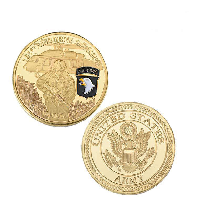 United States Screaming Army 101st Airborne Division Gold Plated Souvenir Coin