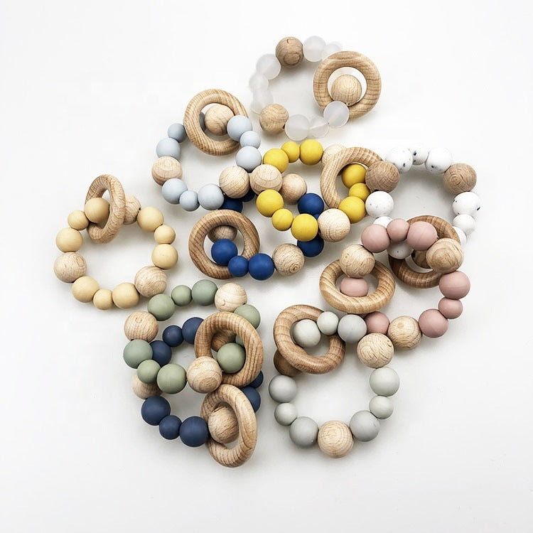 Spot Wholesale Baby Teether Bracelet Food Grade Silicone Baby Soothing Molars