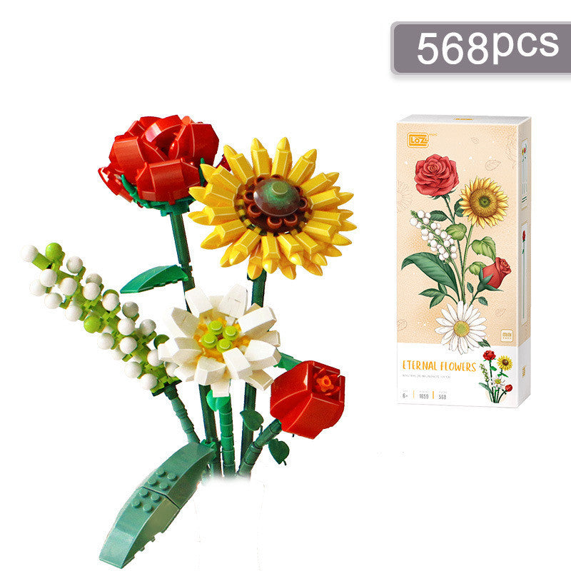 Building Blocks Decoration Immortal Flower Arrangement Girls Assembled Toys