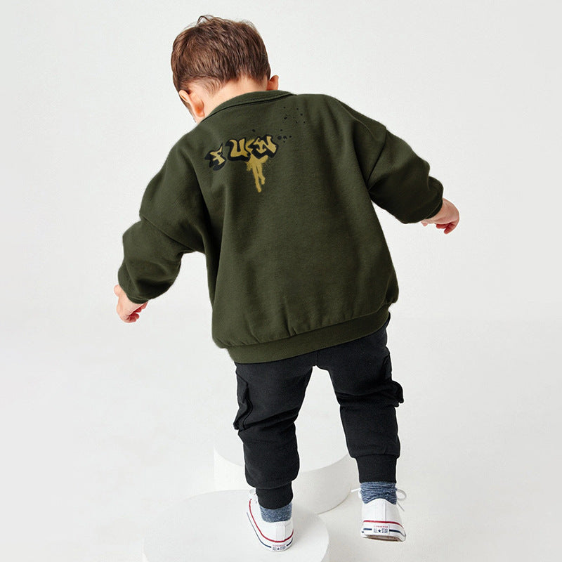 Boys' Home European And American Trousers Sweater Two-piece Set