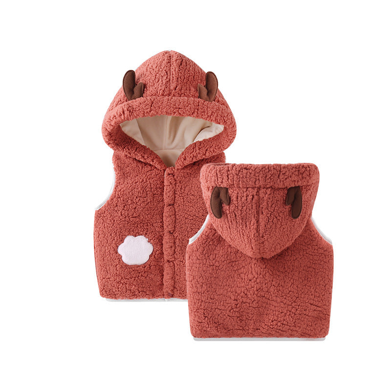 Children's Waistcoat Thickened Baby Girl Vest Waistcoat And Hooded Jacket To Keep Warm