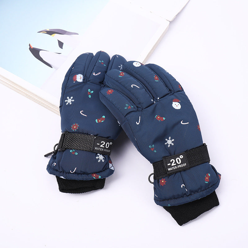 Outdoor Sports Riding Fleece-lined Thickened Finger Children's Ski Gloves