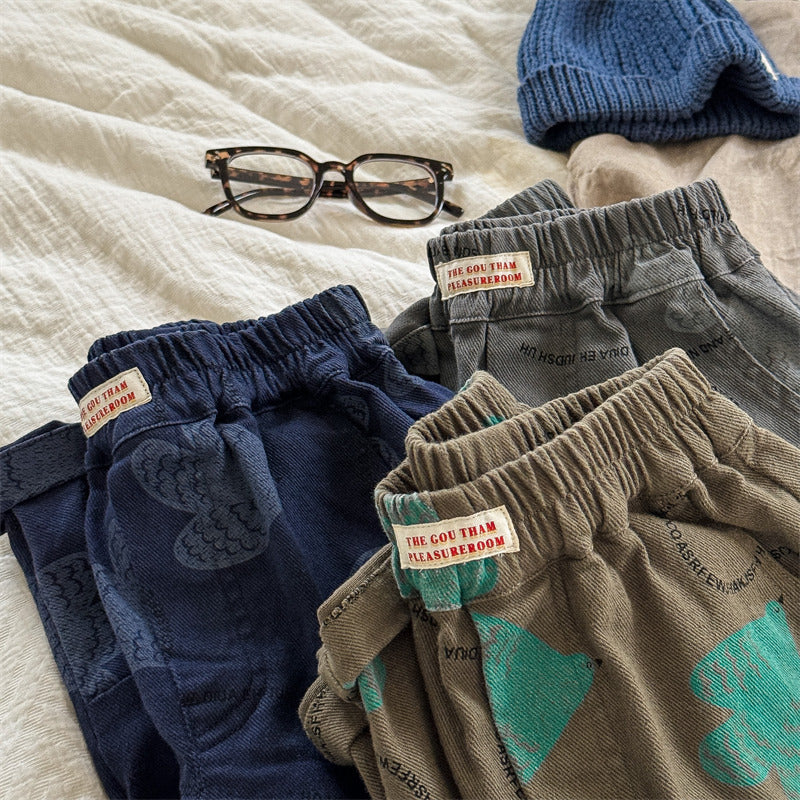 Children's Washed Cotton Casual Pants