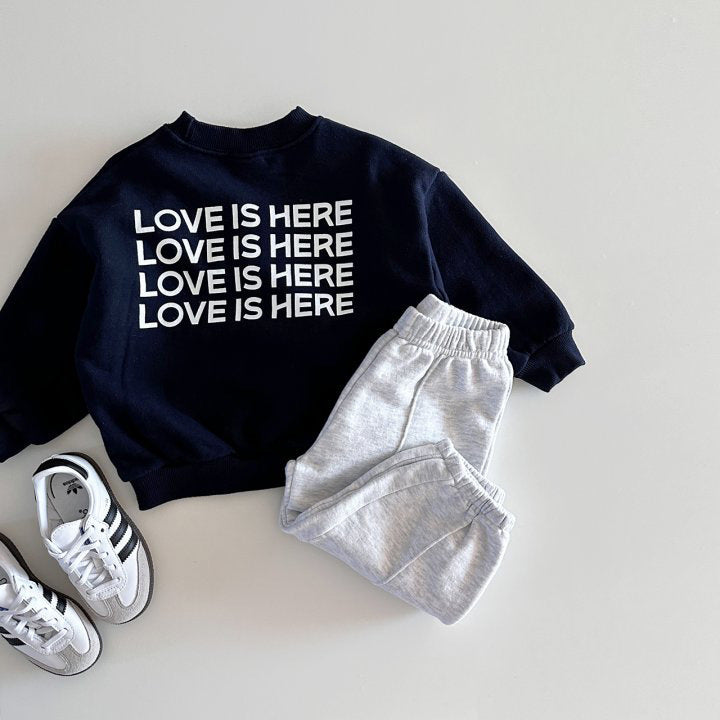 Back Letter Printed Crew Neck Sweatshirt