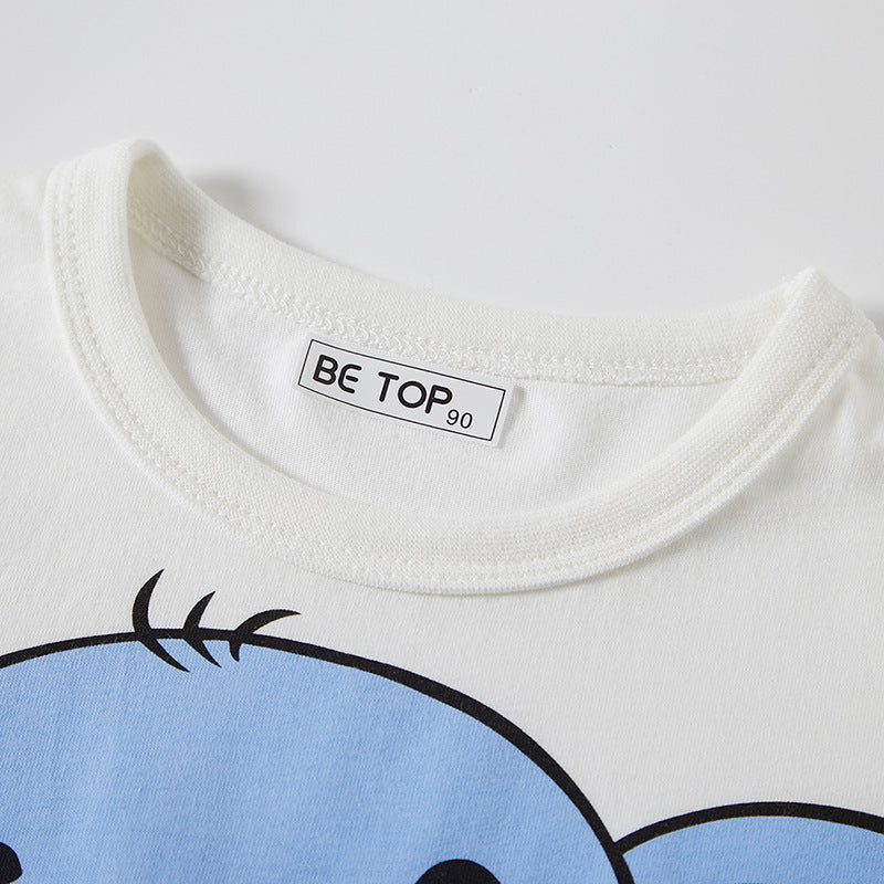 Children's Half Sleeve Cartoon Elephant Pattern Boy Short Sleeve