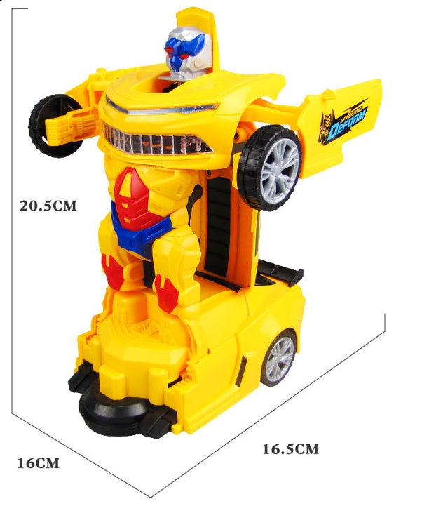 Juguete robot de deformación de coche con luz y música, deformación automática.