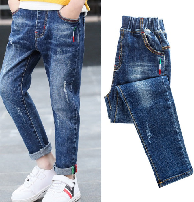 Pantalon en jean pour garçons, nouveau style, grand pantalon pour enfants, pantalon de printemps et d'automne pour enfants