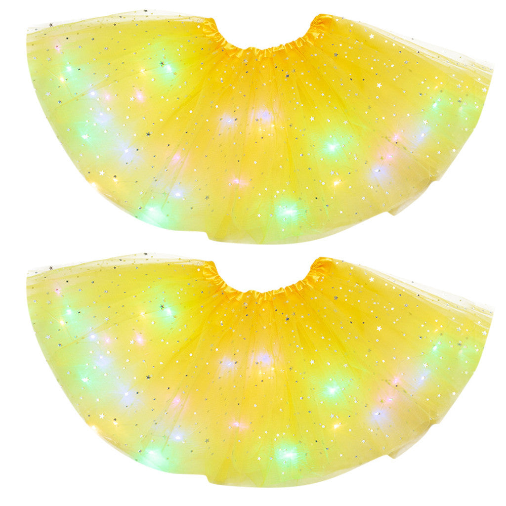 Magical & Luminous LED Princess Halloween Tutu Skirt Sequins Shiny Skirt