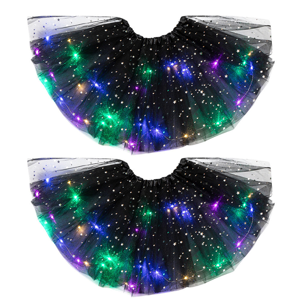 Magical & Luminous LED Princess Halloween Tutu Skirt Sequins Shiny Skirt