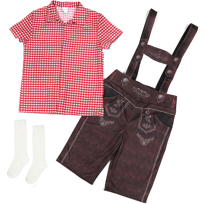 Cute Plaid Suspender Pants Performance Costume