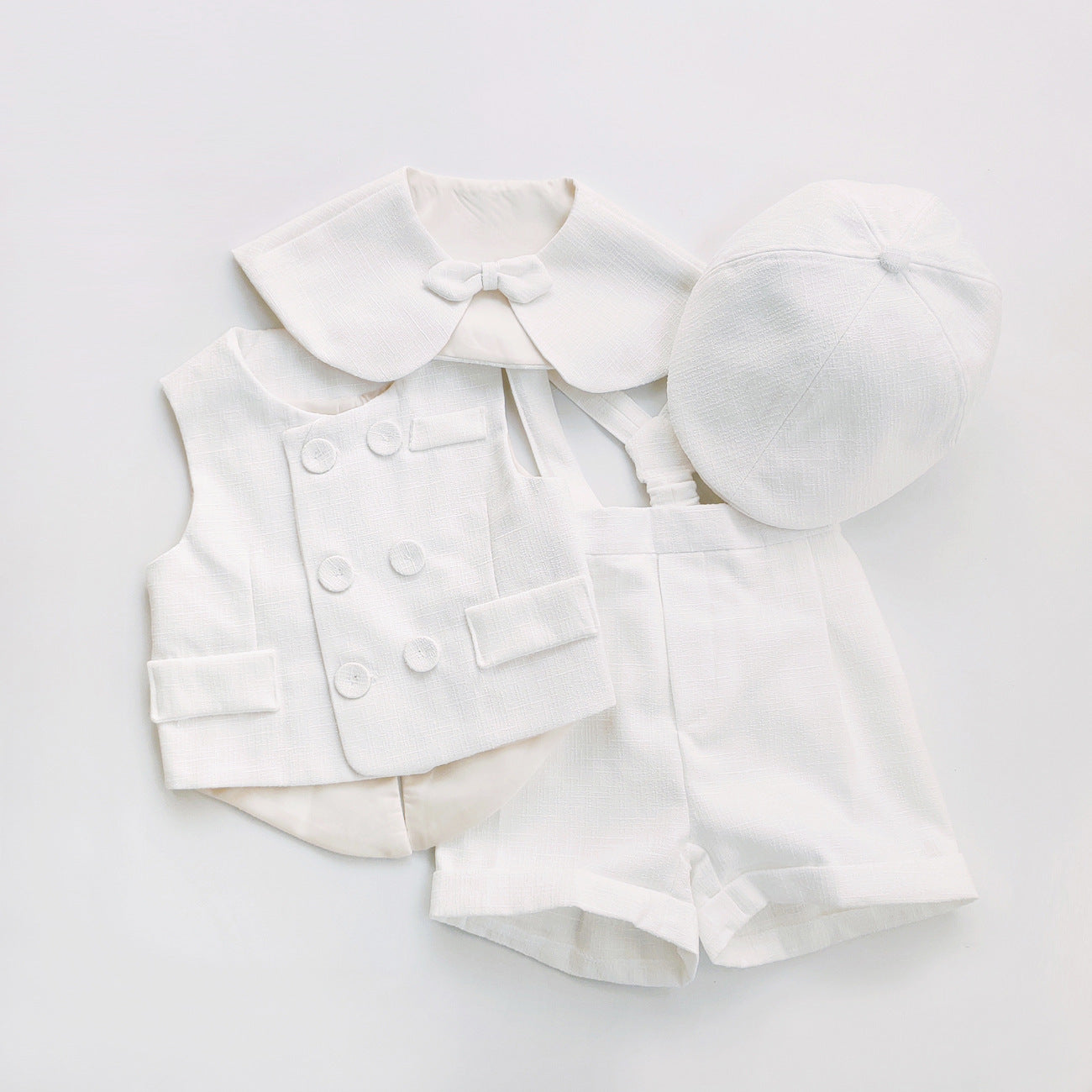 Casual White Children Vest Suit
