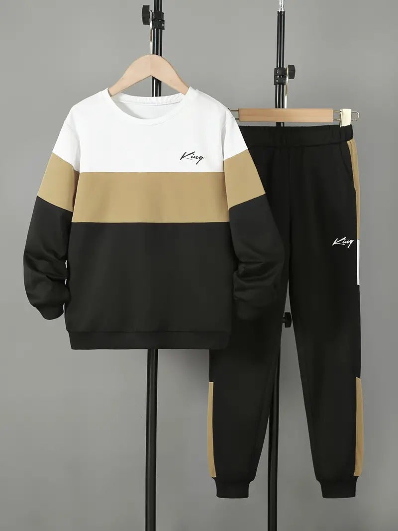 Design Sense Multicolor Hoodie Pants Two-piece Set