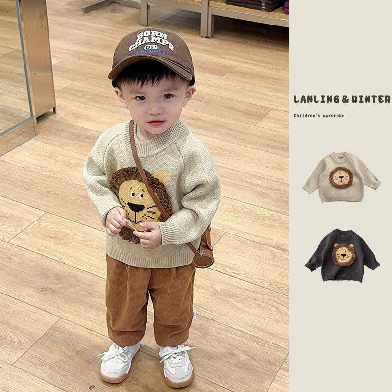 Boys' Korean Style Western Style Pullover Sweater