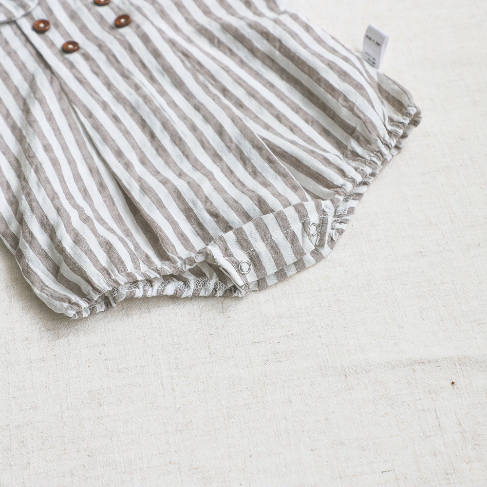 Girls' Short Sleeved Blouse Collar Jumpsuit