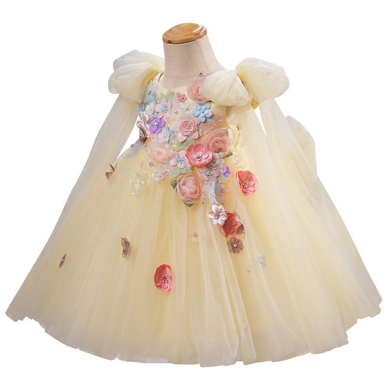 Girls' Applique Dress Children Bow Children's Mesh Sleeveless Premium Tulle Tutu Super Fairy