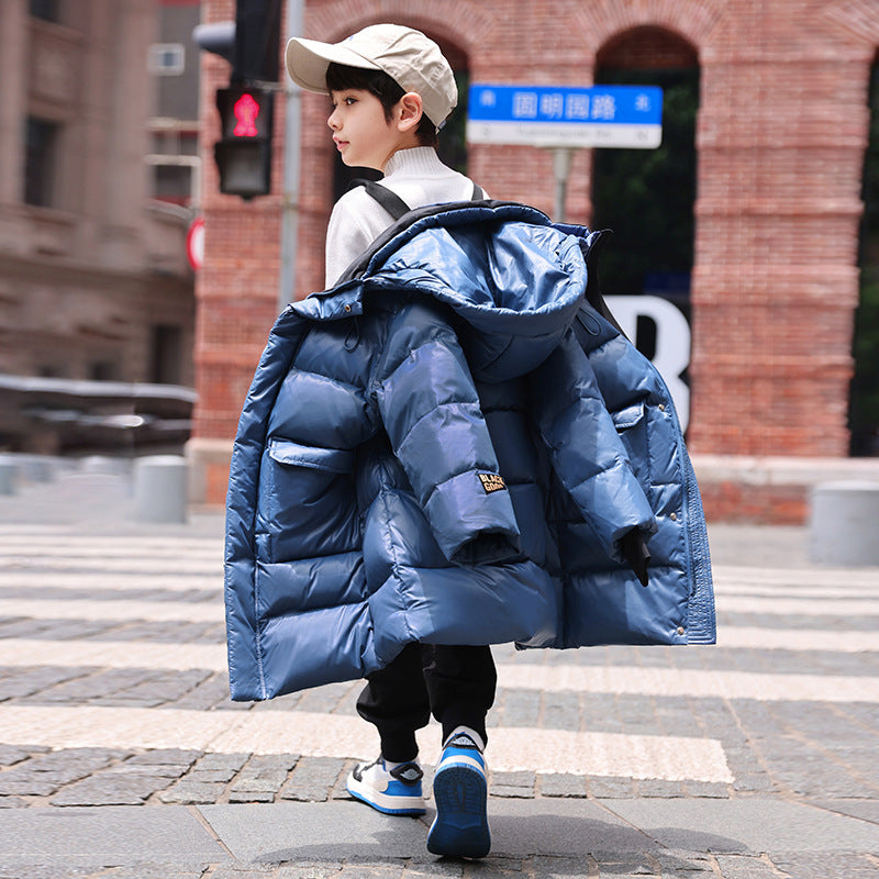 Down Jacket Boy's Long Overfashionable Knee Western Style