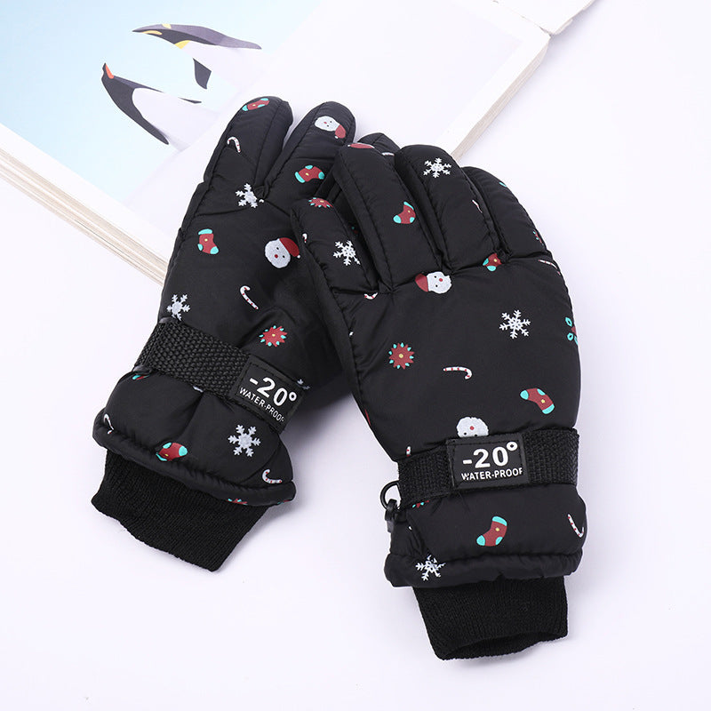 Outdoor Sports Riding Fleece-lined Thickened Finger Children's Ski Gloves