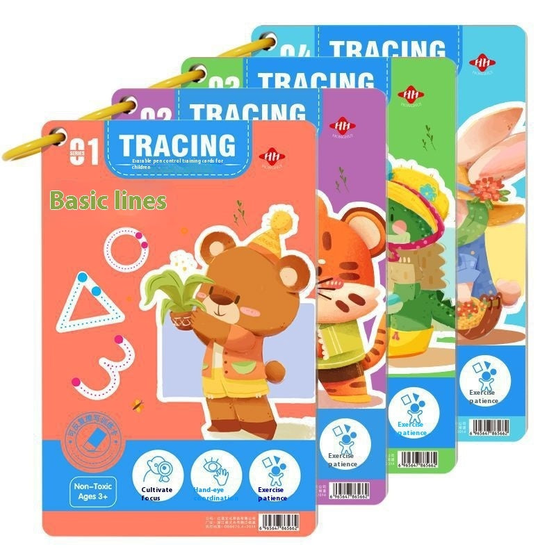 Children's Pen Control Training Copybook Stroke Drawing Point Line Picture Book Potential Development Cards
