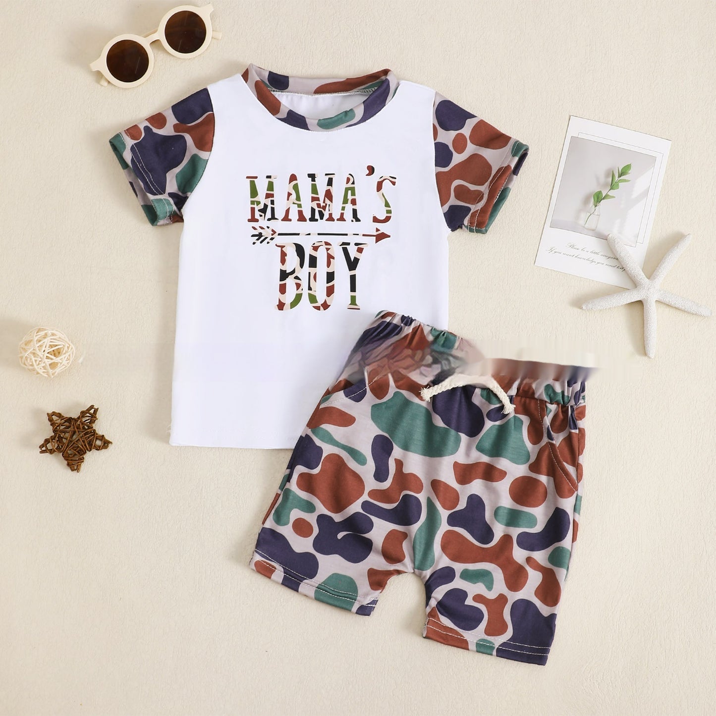 Ensemble deux pièces t-shirt et short camouflage pour garçon