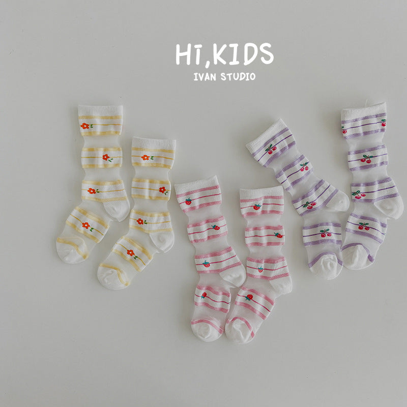 Children's Socks Summer Color Matching Plaid Korean Baby