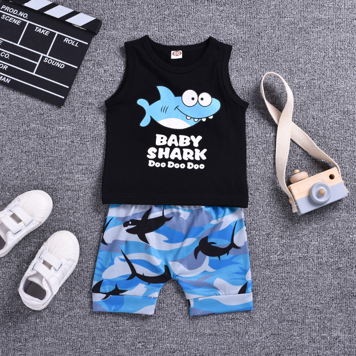 Boys' Lapel Shirt Two-piece Pants