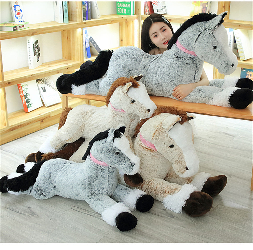 Simulation lying horse pillow plush toy
