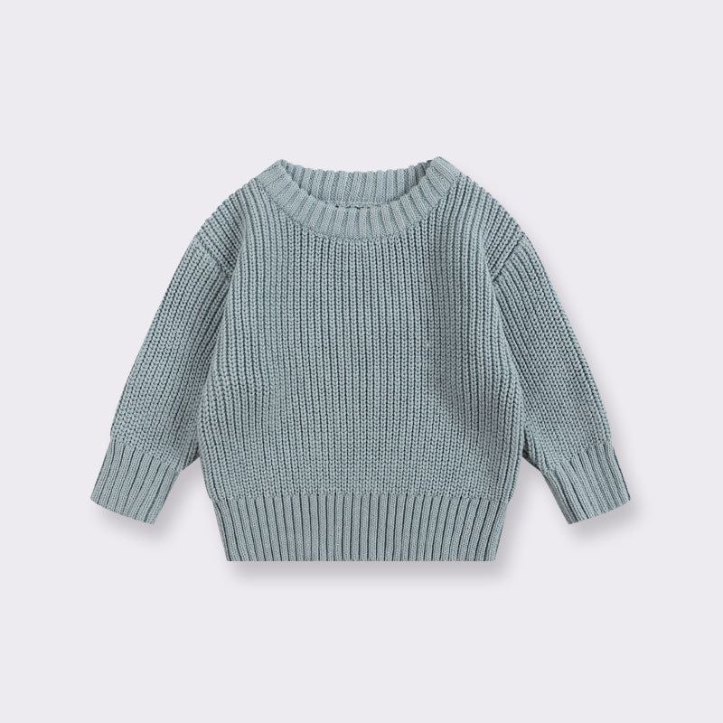Simple Solid Color Girls' Round Neck Base Knitwear