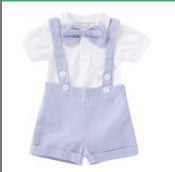 Baby Romper Bow Tie Overall Dress Set