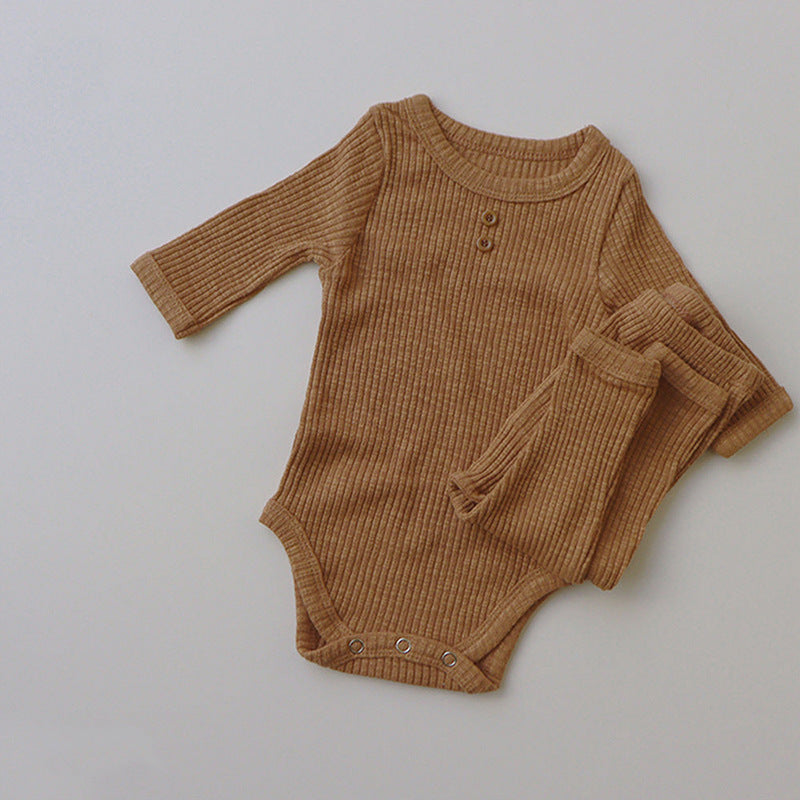 New Baby Long-sleeved Pit Strip Romper Pants Suit