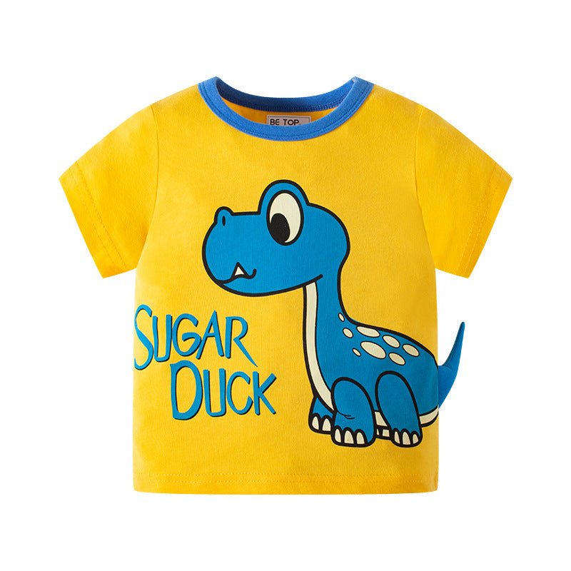 Cartoon Three-dimensional Dinosaur Boys' T-shirt Summer Korean Cartoon