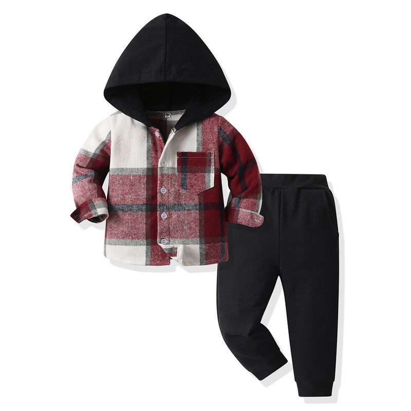Pantalon sarouel et chemise à carreaux de style coréen assortis