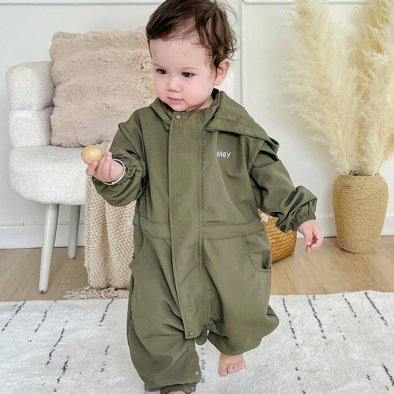 New Boys And Girls Hooded Work Clothes Jumpsuit Western Style Romper
