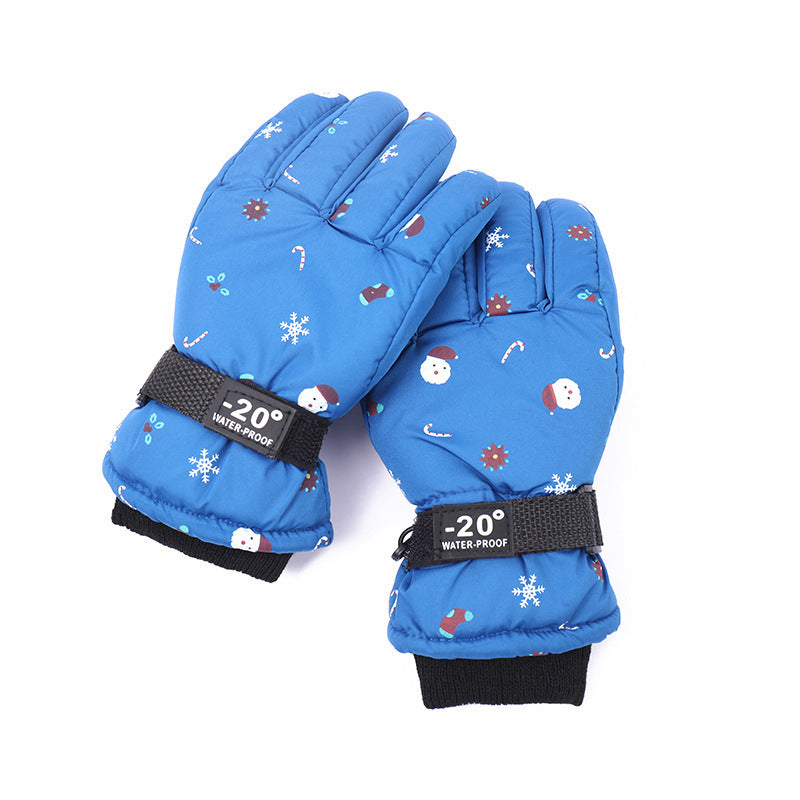 Outdoor Sports Riding Fleece-lined Thickened Finger Children's Ski Gloves