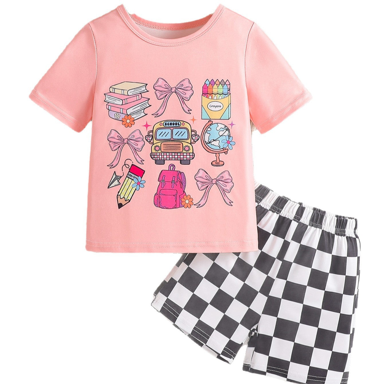 New Children's Cute Sweet T-shirt Shorts Two-piece Set