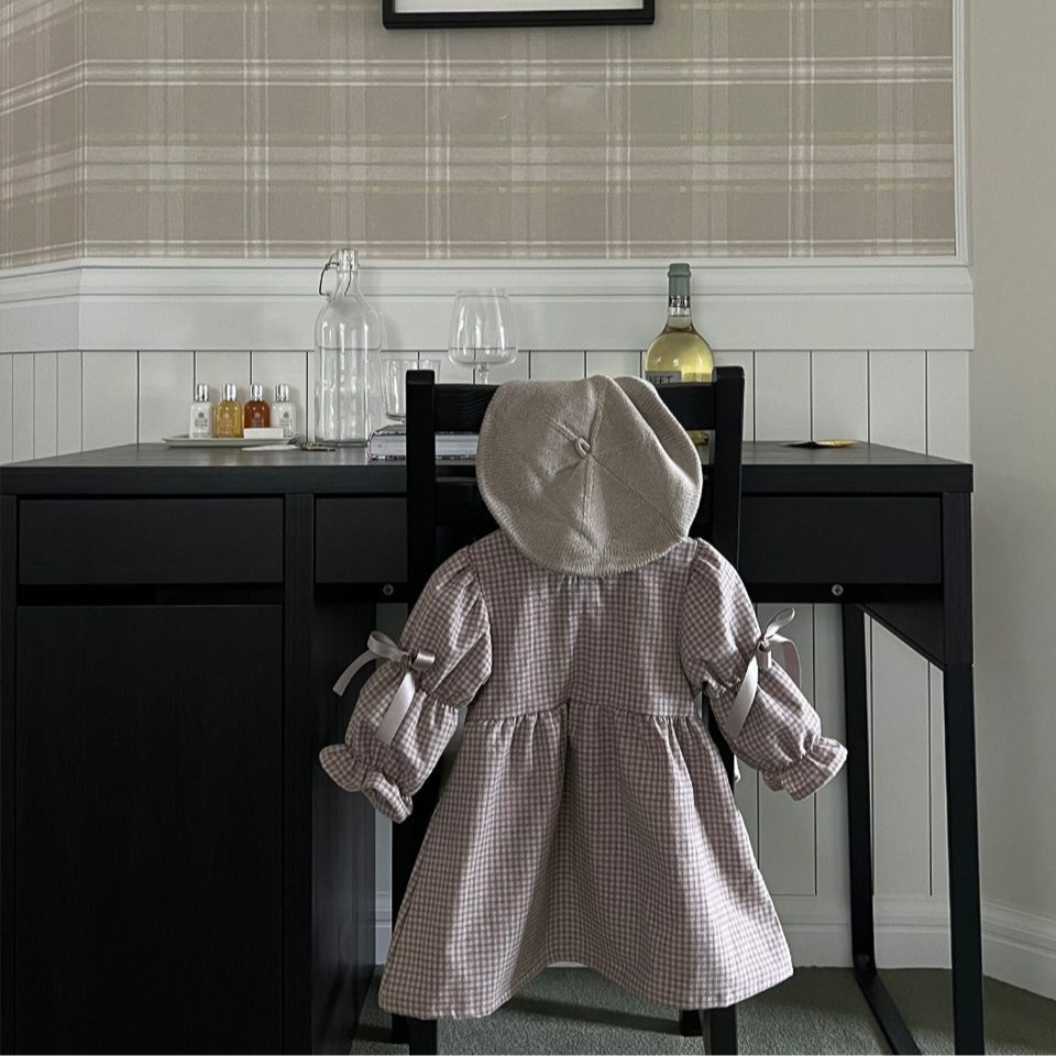 Girl's Plaid Bow Princess Dress