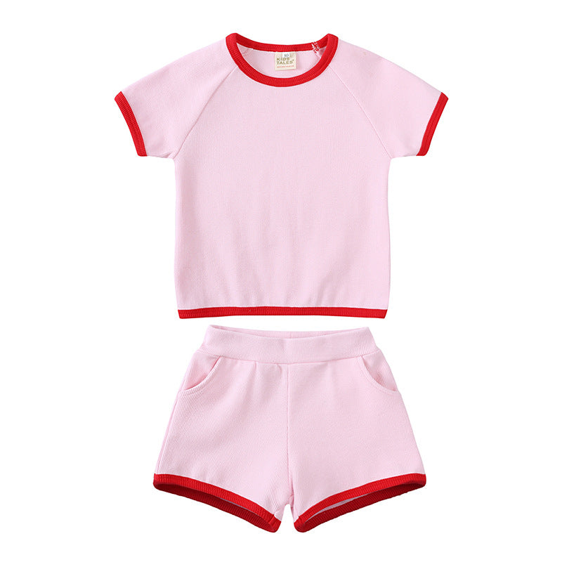 Summer Soft Short Sleeve Shorts Suit