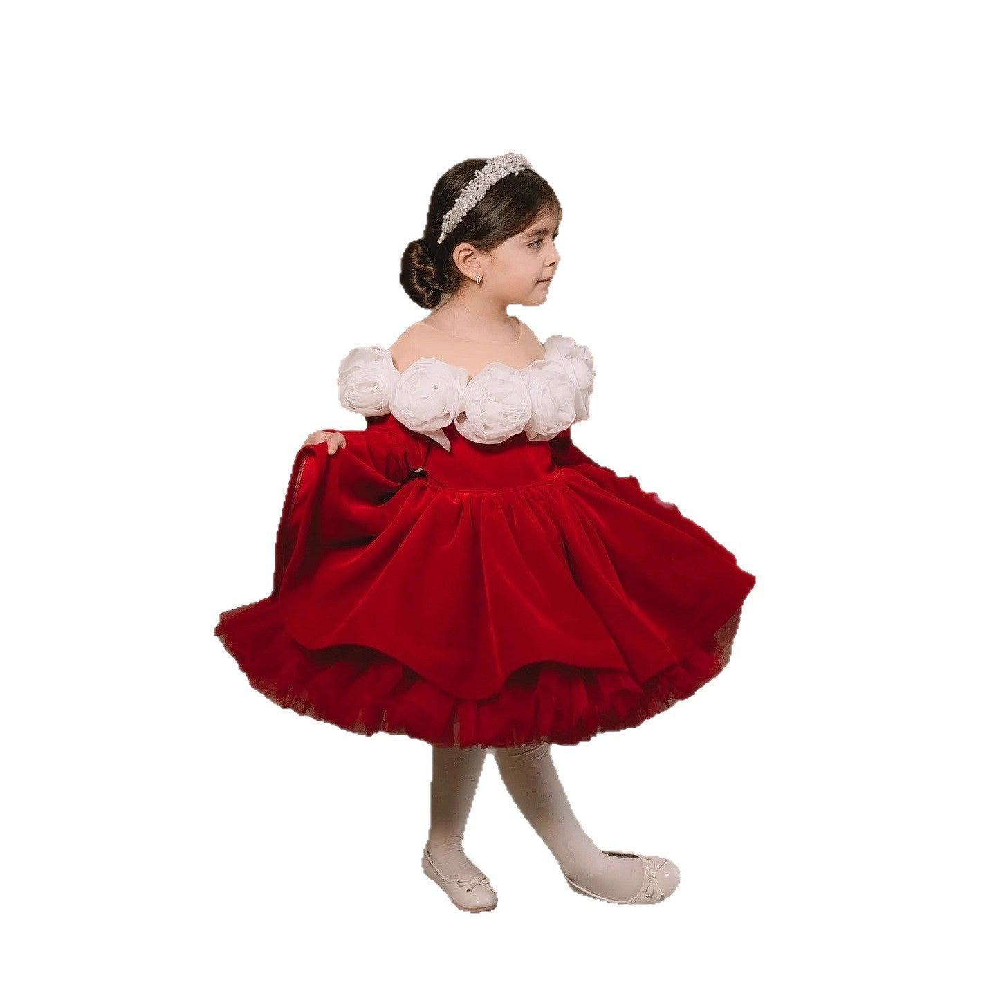 Robe de princesse de Noël pour enfants à manches longues et style rétro automne