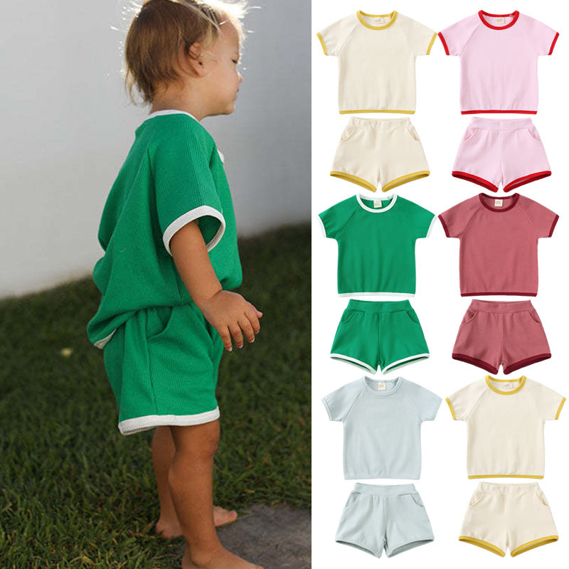 Summer Soft Short Sleeve Shorts Suit