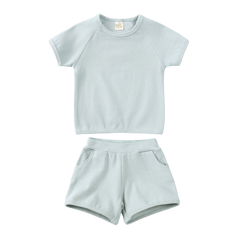 Summer Soft Short Sleeve Shorts Suit
