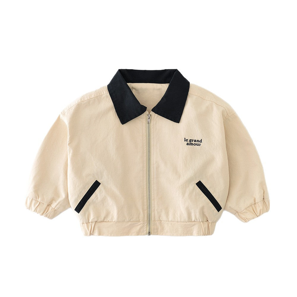 Cárdigan con cremallera y cuello para niño Chaqueta de manga larga con cuello grande para niño