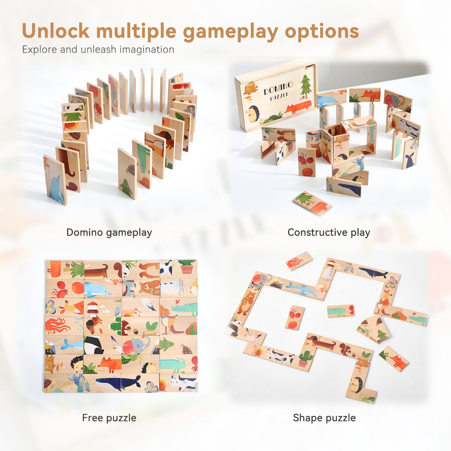 Wooden Children's Animal Puzzle Kids Interactive Educational Toys