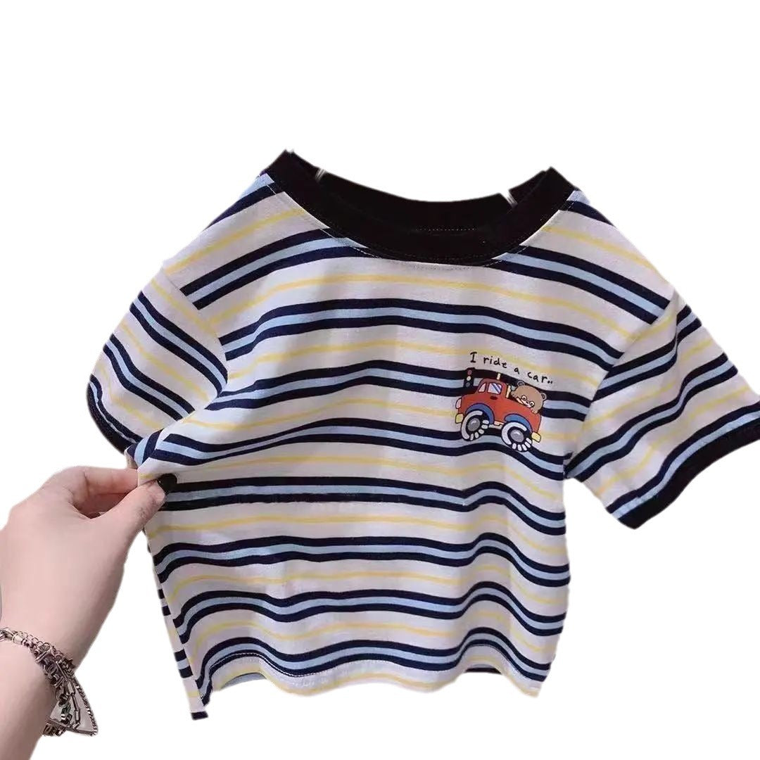 T-shirt rayé à manches courtes ample pour enfants