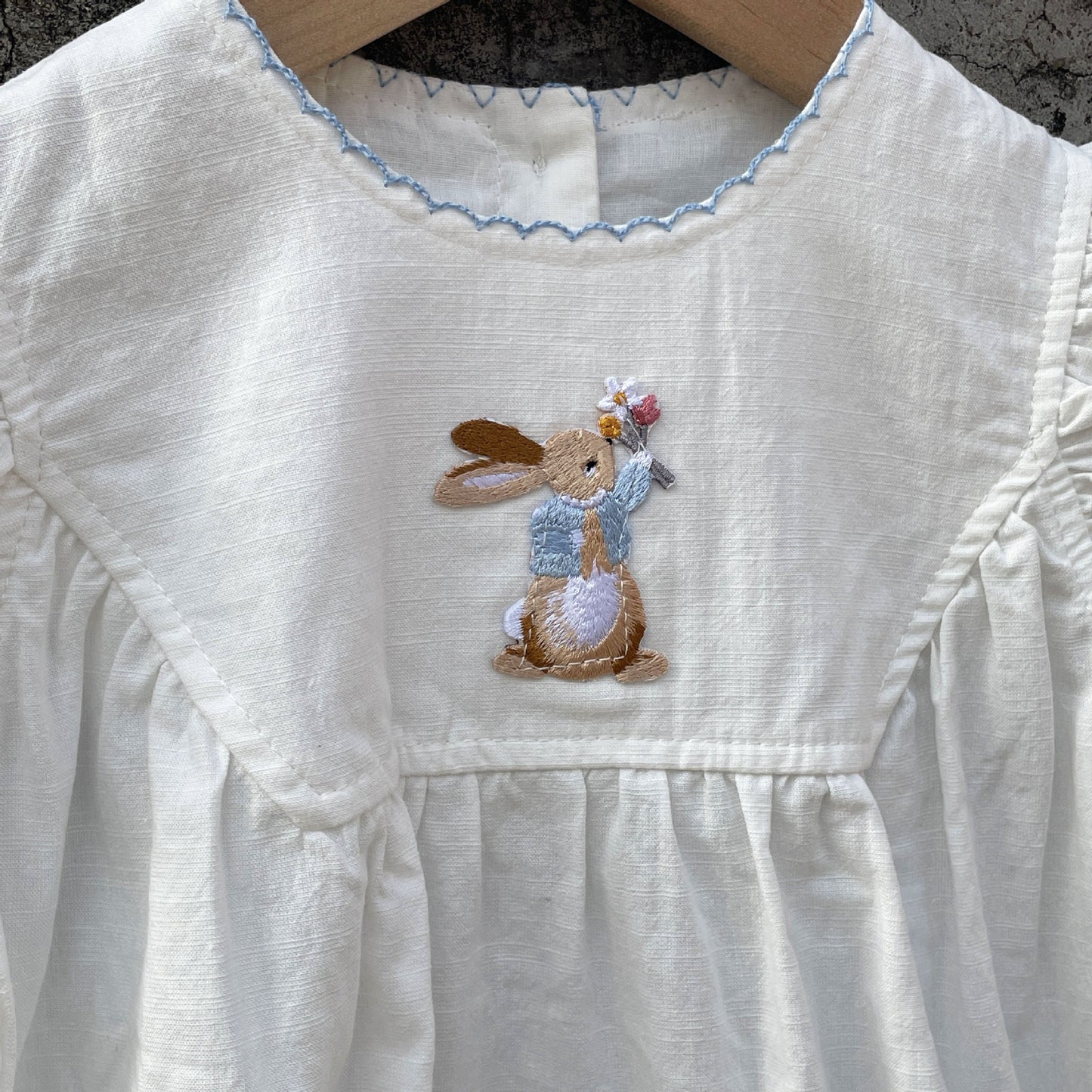 Baby Summer New Baby Girl Bunny Embroidery Bottom-covering Rompers