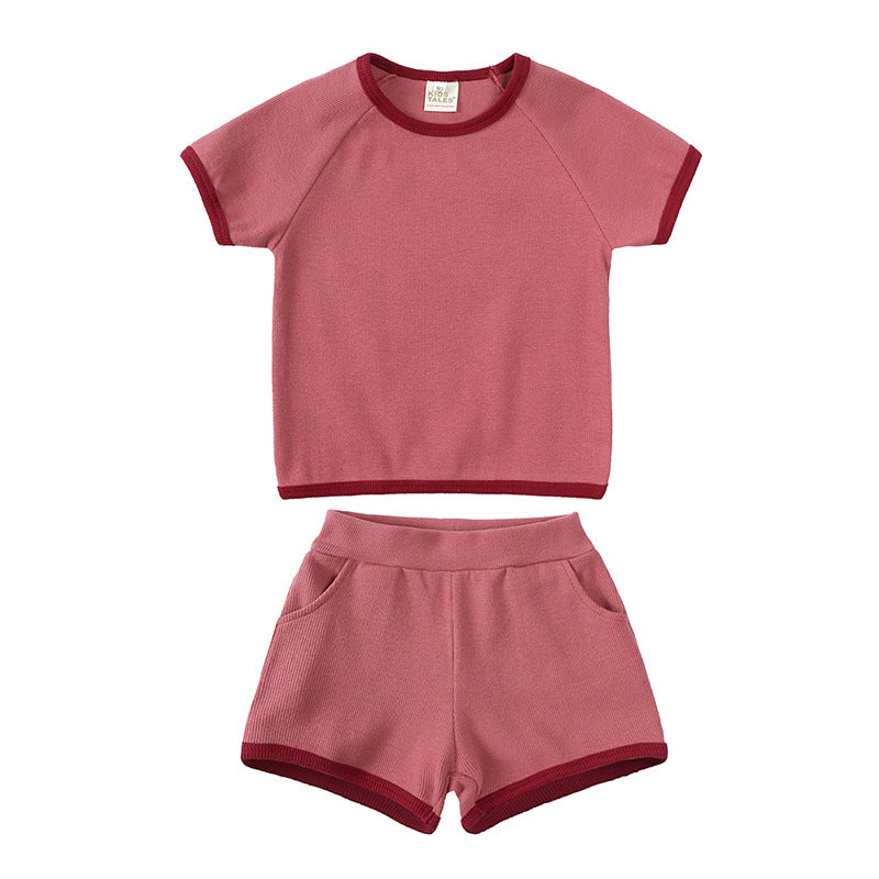 Summer Soft Short Sleeve Shorts Suit